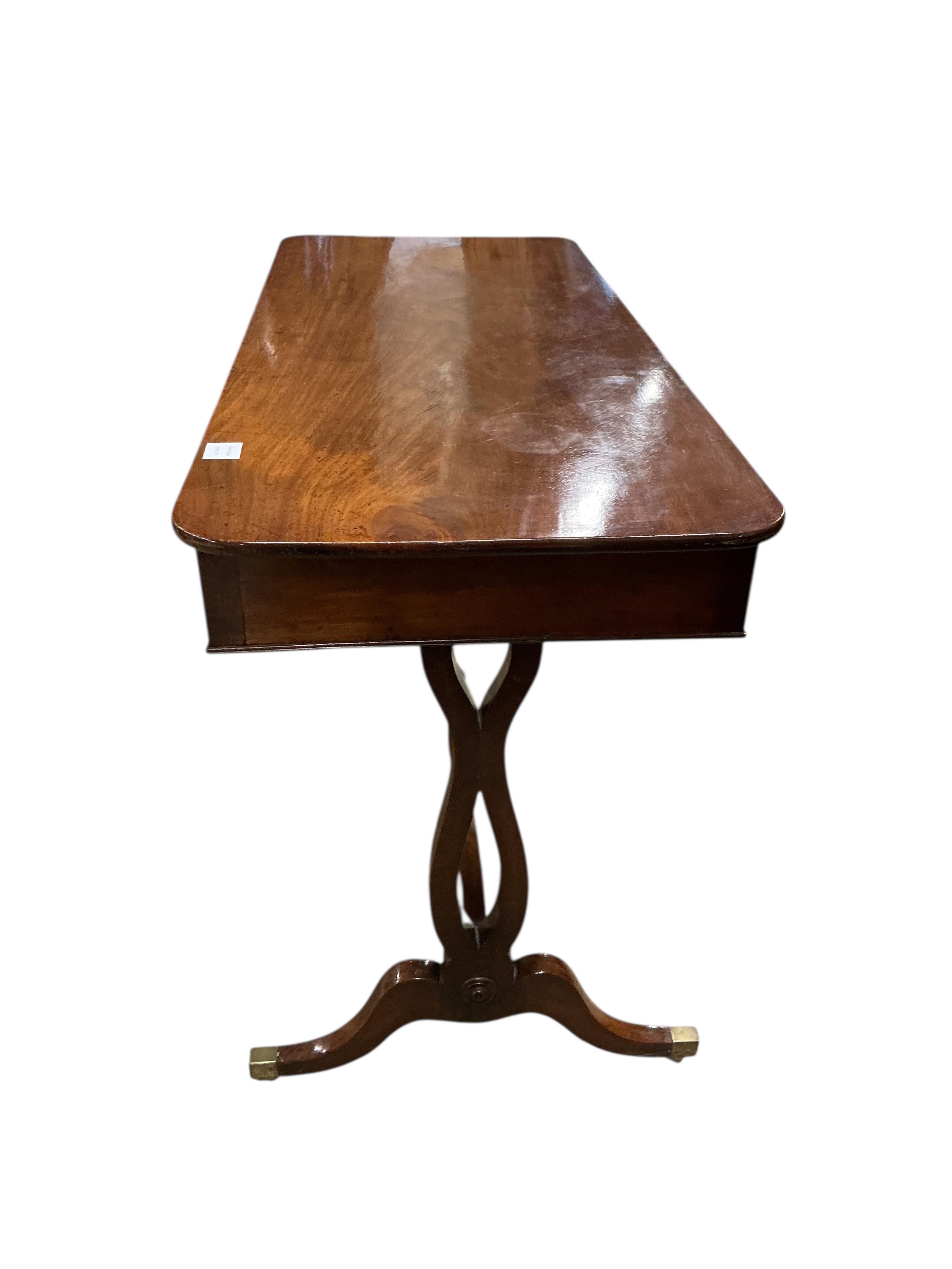 An early Victorian rectangular mahogany side table, width 121cm, depth 50cm, height 72cm